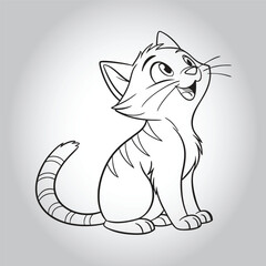 vector Simple Black Cat Silhouette Against a Light Background