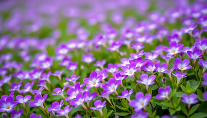 Sweet Violet Field - A field of small sweet violets creating a soft fragrant landscape. background copyspace