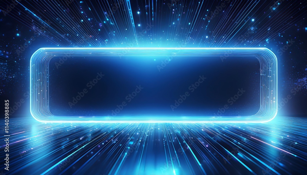 Poster Futuristic glowing frame with dynamic light effects.