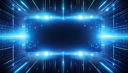 Obraz premium Futuristic blue light background with glowing effects.