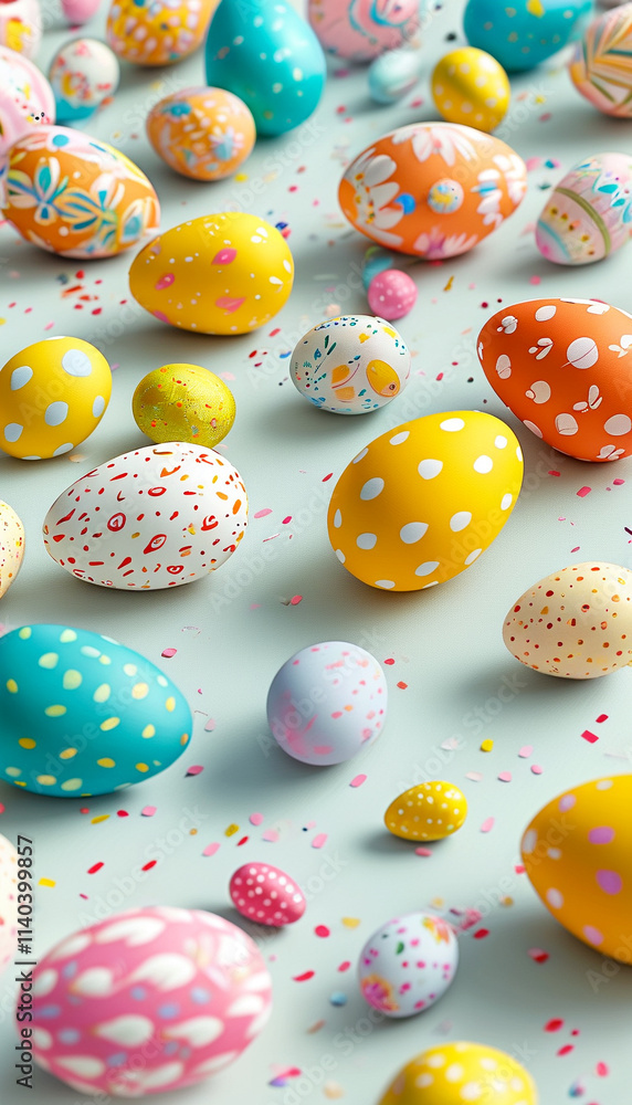Poster colorful easter eggs adorned with patterns create a festive atmosphere of joy
