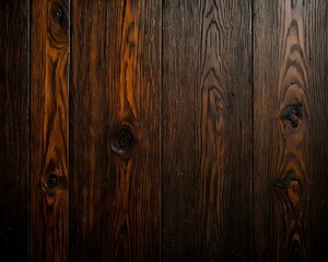 Obraz premium Close-up view of dark wood paneling. Dark, Textured Wood Paneling Background