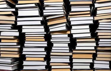 Stacks of books organized on shelves in a library setting during daytime