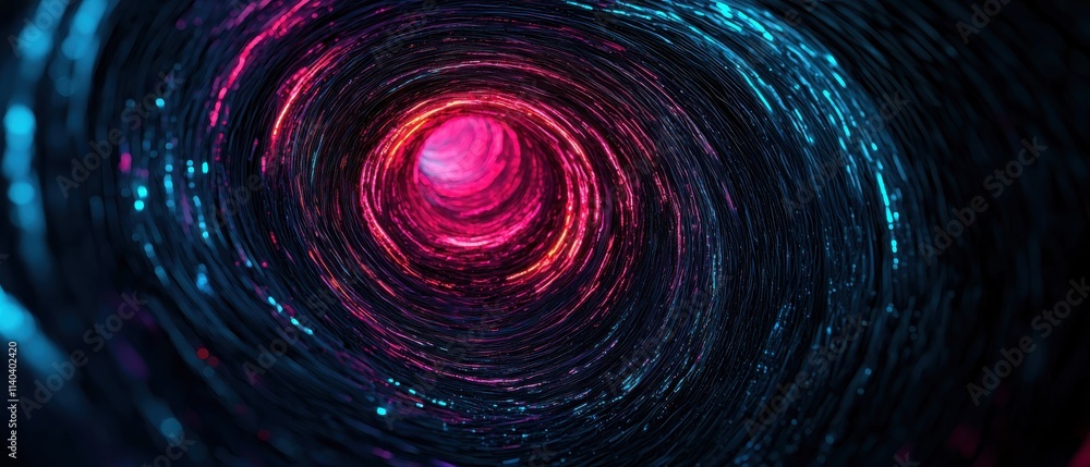 Poster a mesmerizing spiral of vibrant colors leads to a glowing center, creating a dynamic and immersive v