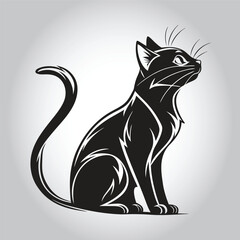vector Simple Black Cat Silhouette Against a Light Background