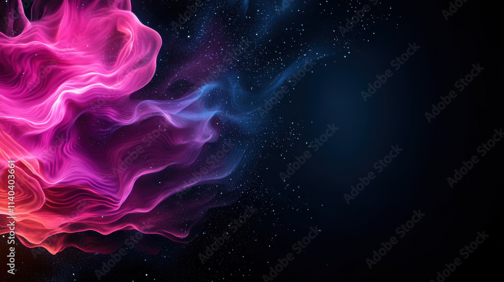 Poster quantum computing concept. vibrant swirling neon lights create mesmerizing energy field effect