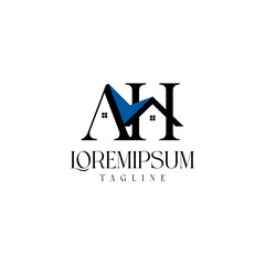 letter at monogram AH with symbol home real estate simple modern logo