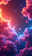 Neon Nebula - Pulsating neon clouds blending seamlessly into each other. background copyspace