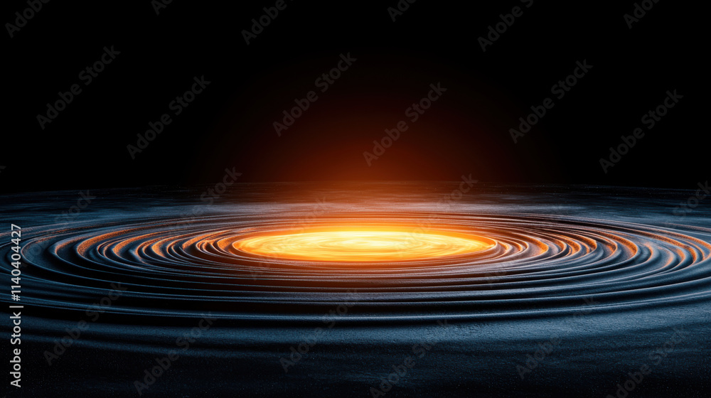 Aufkleber quantum computing concept. glowing orange vortex creates mesmerizing ripples in dark space