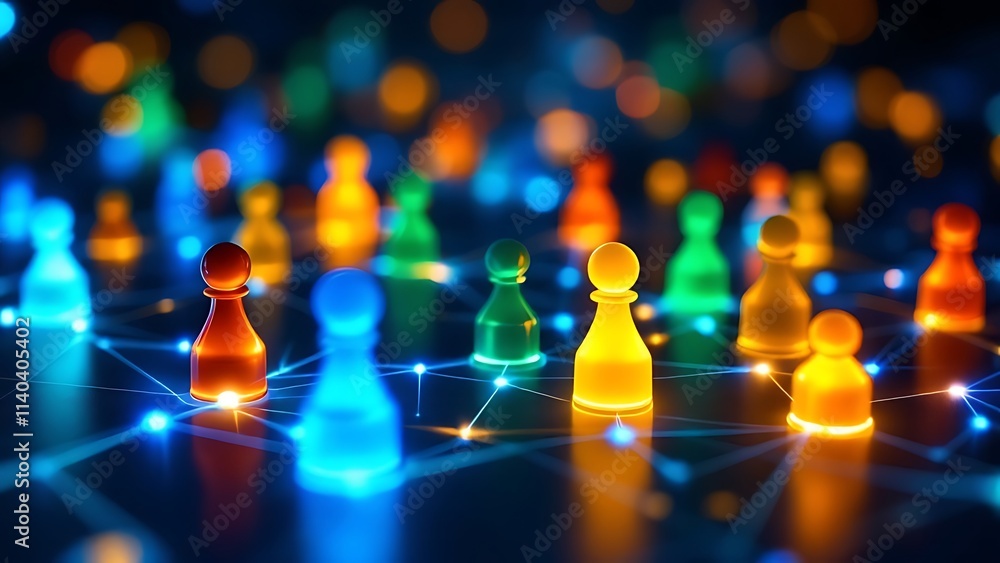 Aufkleber global business network and social media connections concept, abstract design featuring a digital we