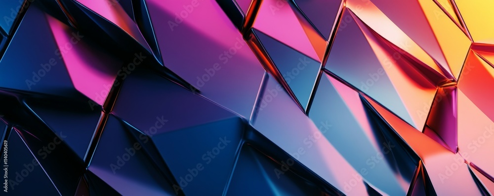 Poster multicolored abstract surface with triangular pyramids. futuristic, bright banner.
