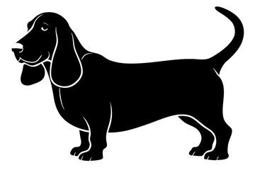 Silhouette of a Basset Hound Dog with Long Drooping Ears