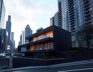 Obraz premium A Minimalist Black Villa in NYC
