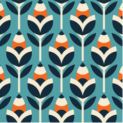 Retro Seamless Damask Surface Scandinavian Pattern Wallpaper Background