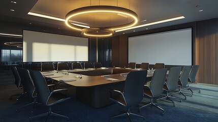 *Contemporary conference room with a large table, ergonomic office chairs