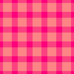 1960s plaid check tartan, wool textile background vector. Countryside seamless texture pattern fabric in bright pink and red colors.