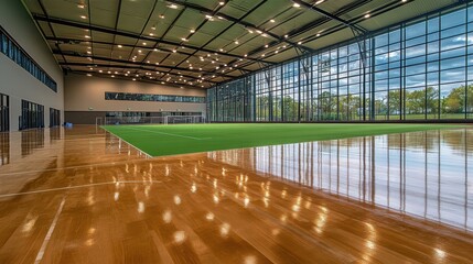 Indoor Cricket Practice Nets Sports Facility Training Area Polished Flooring Ground-Level View Expansive Environment