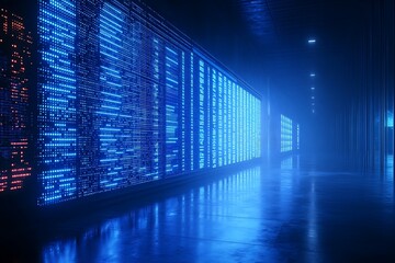 Bright Blue Server Room Reflection