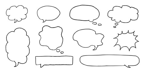 Fototapeta premium 手書きのゆるっとした吹き出しセット
