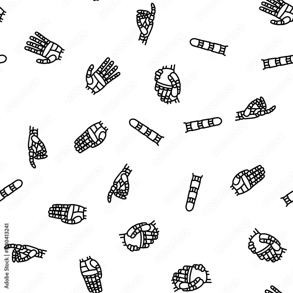 Poster robot hand gesture ai digital vector seamless pattern thin line illustration