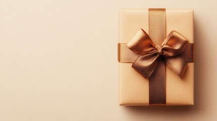 Minimalist Gift Box with Ribbon on Light Pastel Background