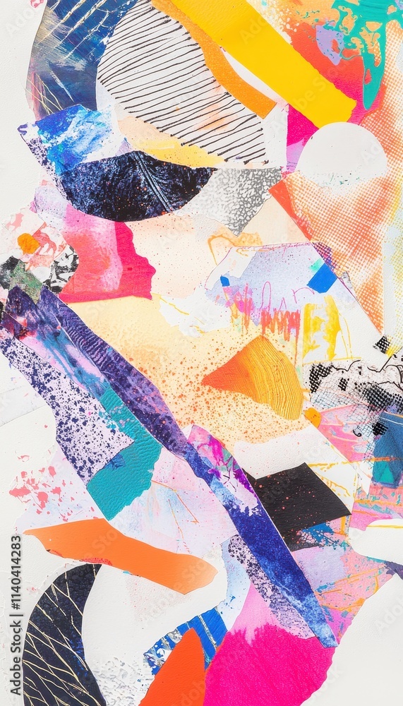 Poster abstract colorful composition with dynamic shapes and textures in vibrant hues and patterns