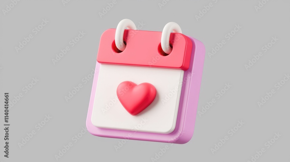 Poster a 3d rendered calendar icon with a heart symbolizing a special date or valentine's day.
