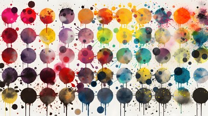 colorful watercolor paint splashs on white background
