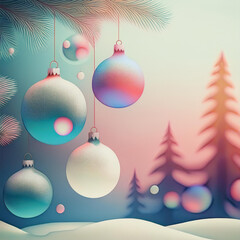 Pastel and Soft Tones Christmas Bauble in a dreamy Winter Wonderland