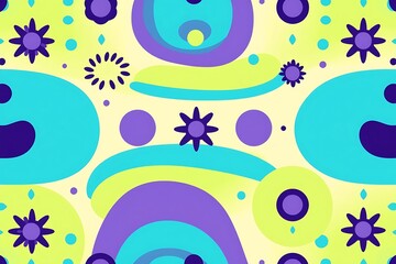 Happy Abstract Pattern:  Vibrant, playful shapes dance across a cheerful background, creating an optimistic and joyful aesthetic. Perfect for branding, websites, or social media. 