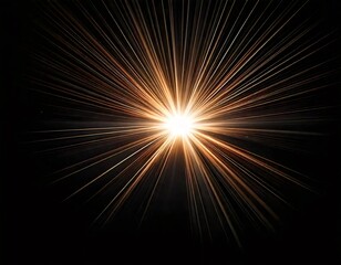 Golden light beams exploding from a central point on a black background