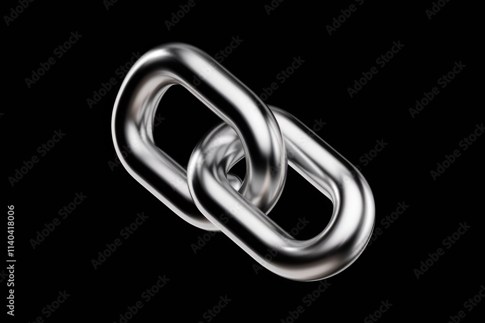 Aufkleber Close up of two metallic links interlocked  representing connection and strength.