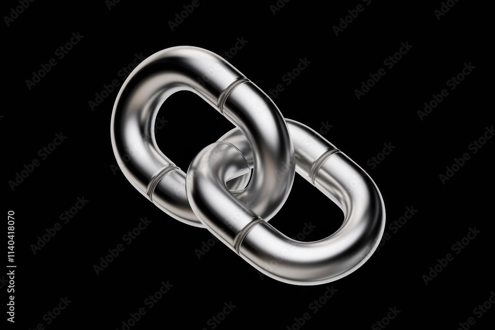 Aufkleber Two metallic chain links interlocked  symbolizing connection and strength.