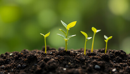 Plant Growth Stages: Sprouts in Dark Soil