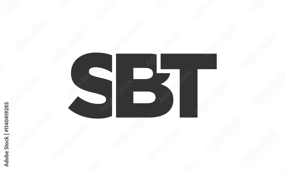 Poster SBT logo design template with strong and modern bold text. Initial based vector logotype featuring simple and minimal typography. Trendy company identity.