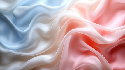 Obraz premium Soft pastel silk fabric with flowing waves and gradient colors.