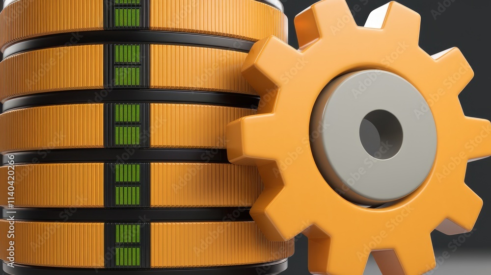 Leinwandbilder Database management system optimization illustrated with a gear and database disks.