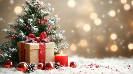 Beautiful Christmas Scene with Gifts and Decorations