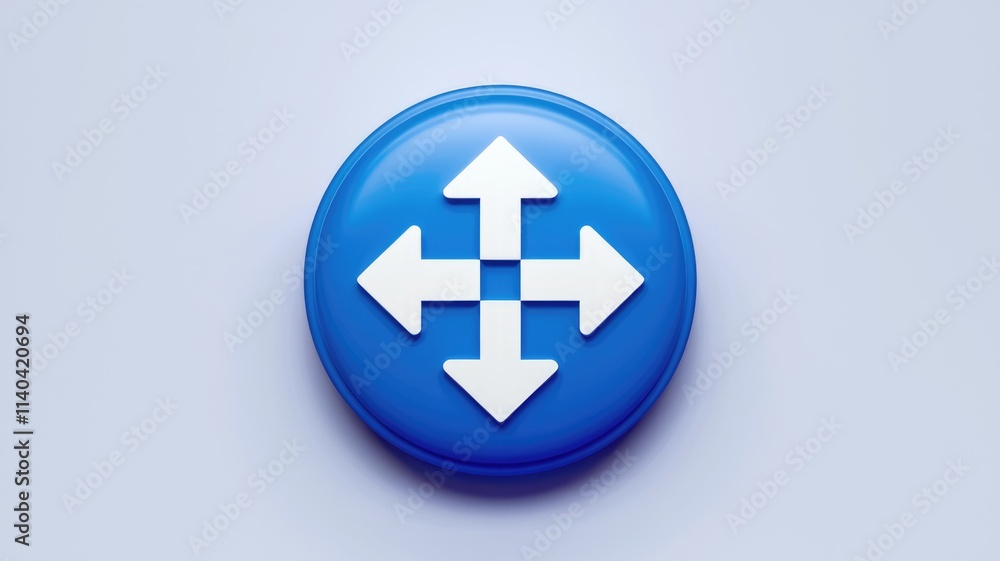 Aufkleber circular blue button with white arrows symbolizing navigation.