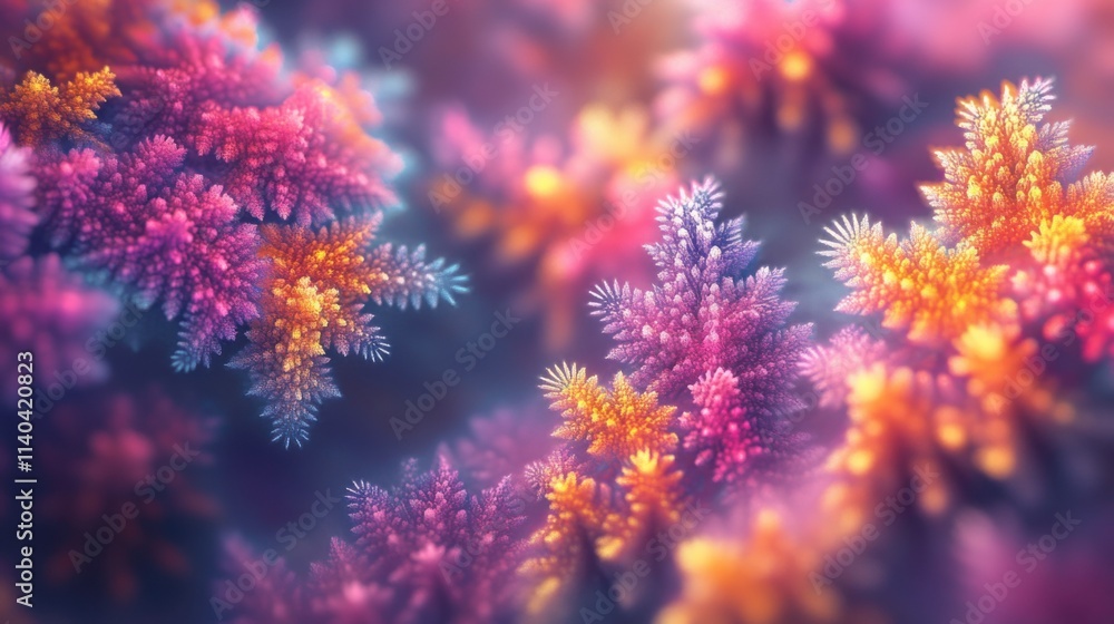 Poster vibrant fractals with deep color schemes in art style