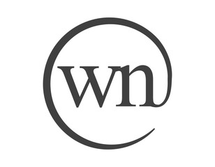WN logo from two letter with circle shape email sign style. W and N round logotype of business company