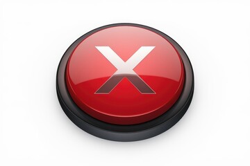 Obraz premium A red button with a white X signifying cancel error or no.