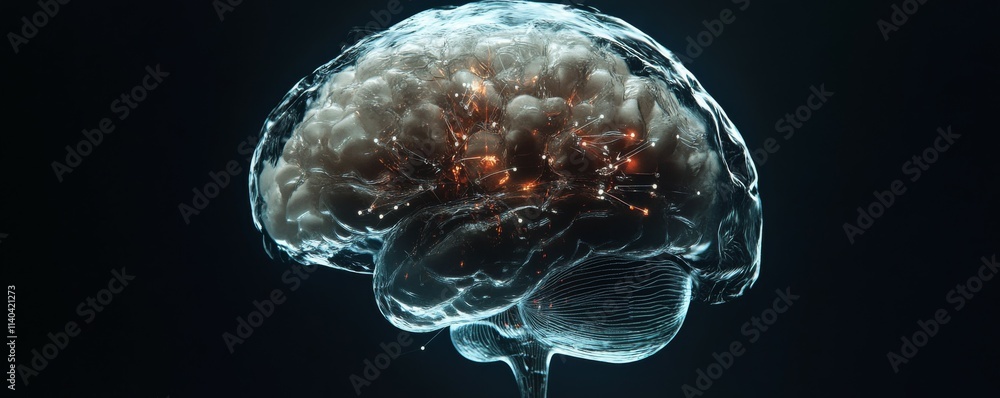 Poster artificial intelligence of ai. the digital brain. quantum calculations