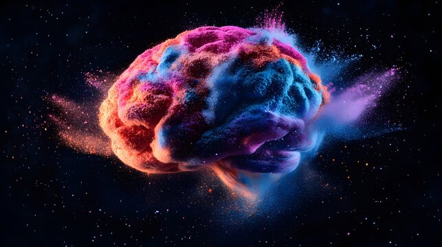 Colorful Brain in Exploding Powder Paint