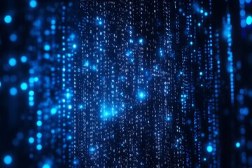 Blue Digital Rain Data Stream