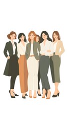 Fototapeta premium A group of business women standing together, vector illustration.