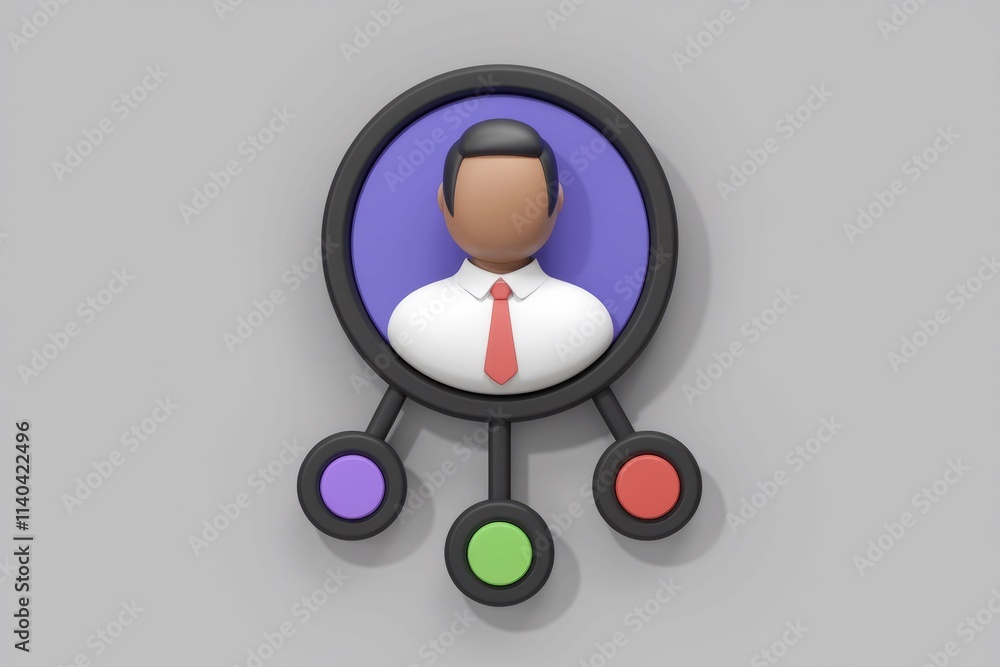 Poster Businessman profile with 3 connection points symbolizing networking collaboration.