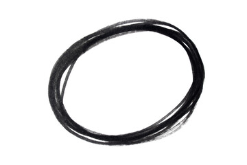 Round doodle drawn with black marker on transparent background