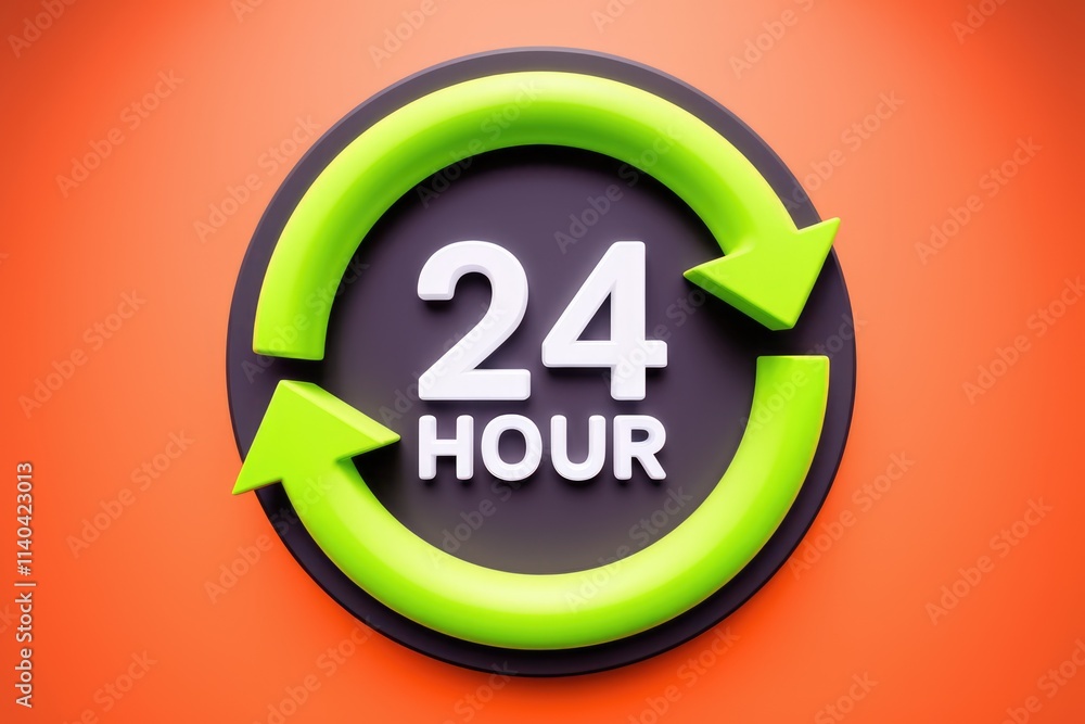 Poster 24 hour service continuous support always available around the clock assistance.