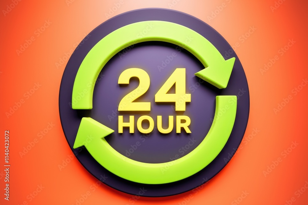 Fototapete 24 hour service availability depicted with circular arrows and bold text.